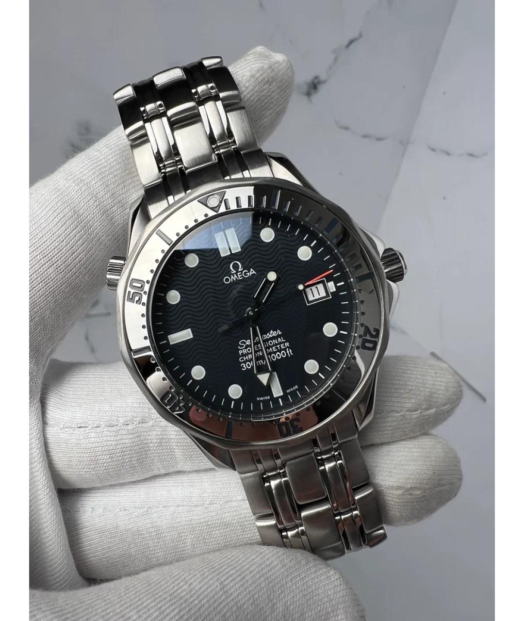 OMEGA Черные металлические часы, фото 2