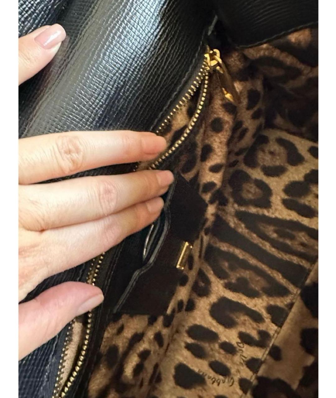 DOLCE&GABBANA Черная сумка с короткими ручками из экзотической кожи, фото 4