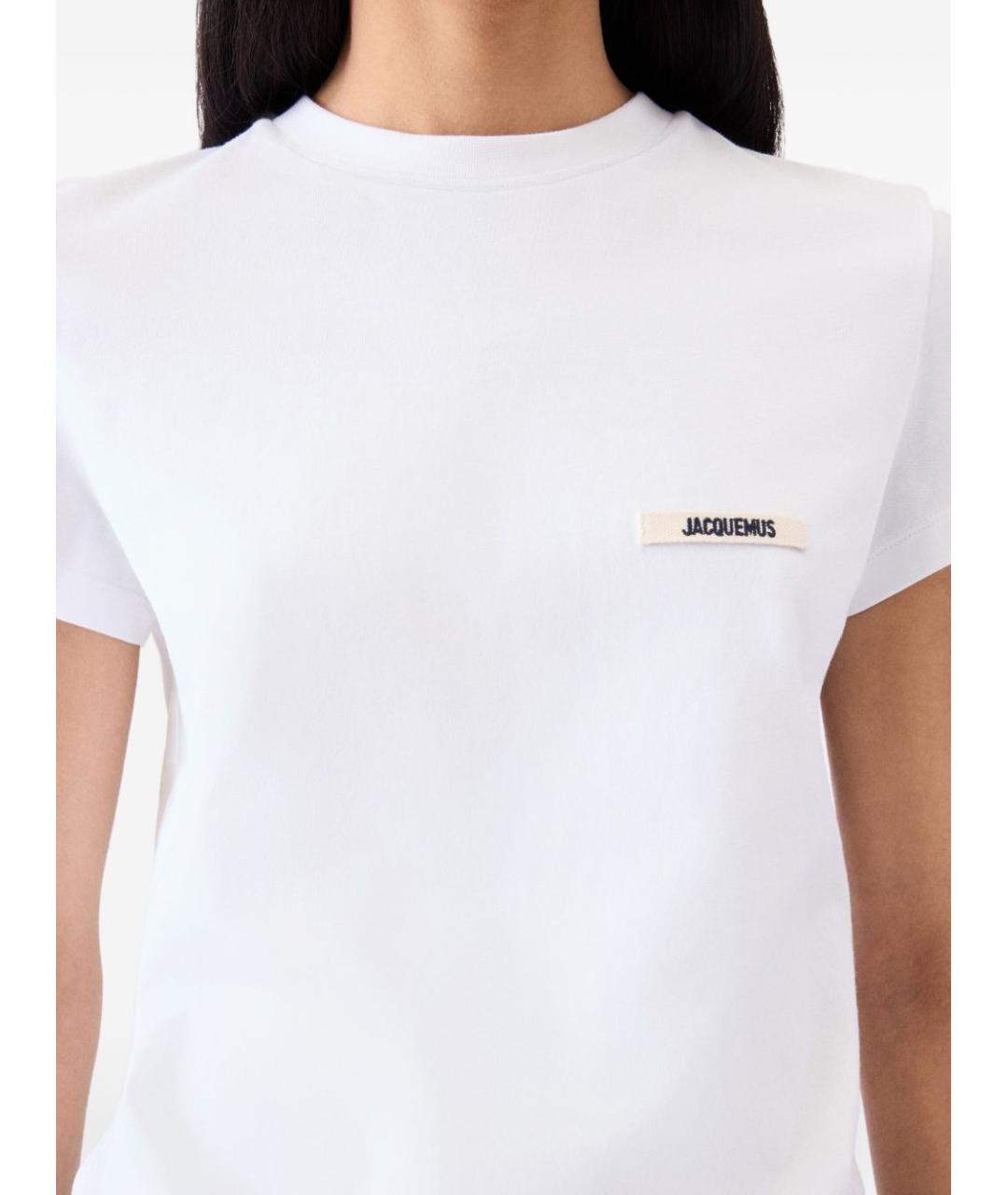 JACQUEMUS Белая хлопковая футболка, фото 4