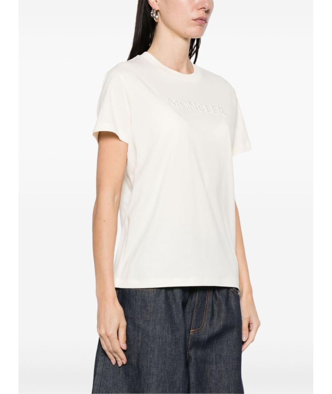 MONCLER Белая хлопковая футболка, фото 4