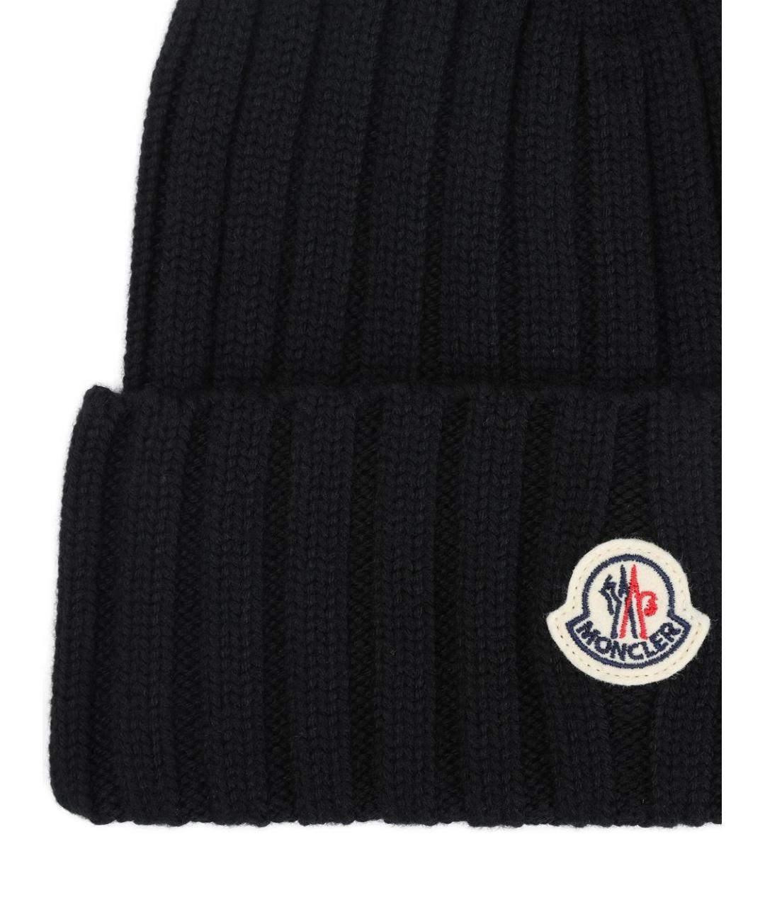 MONCLER Черная шерстяная шапка, фото 2