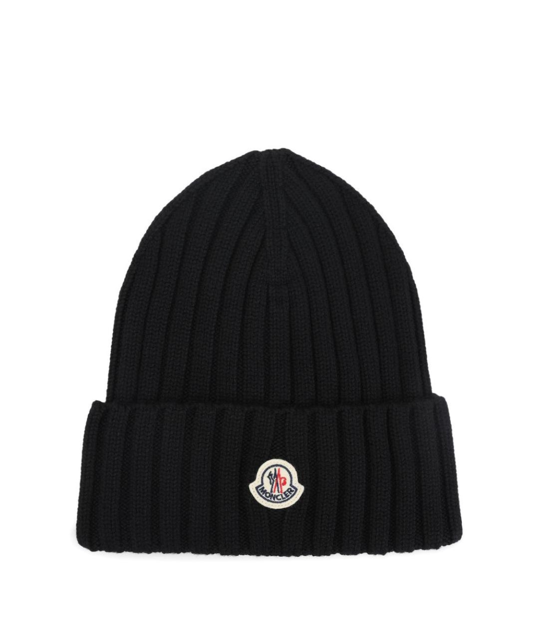 MONCLER Черная шерстяная шапка, фото 1