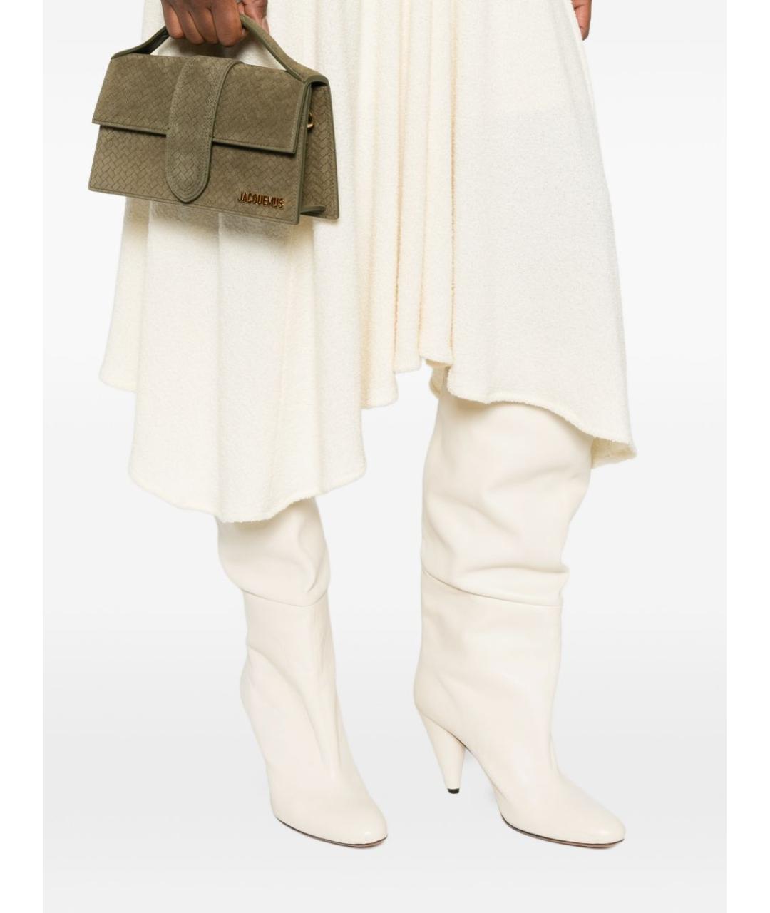 JACQUEMUS Зеленая кожаная сумка с короткими ручками, фото 3