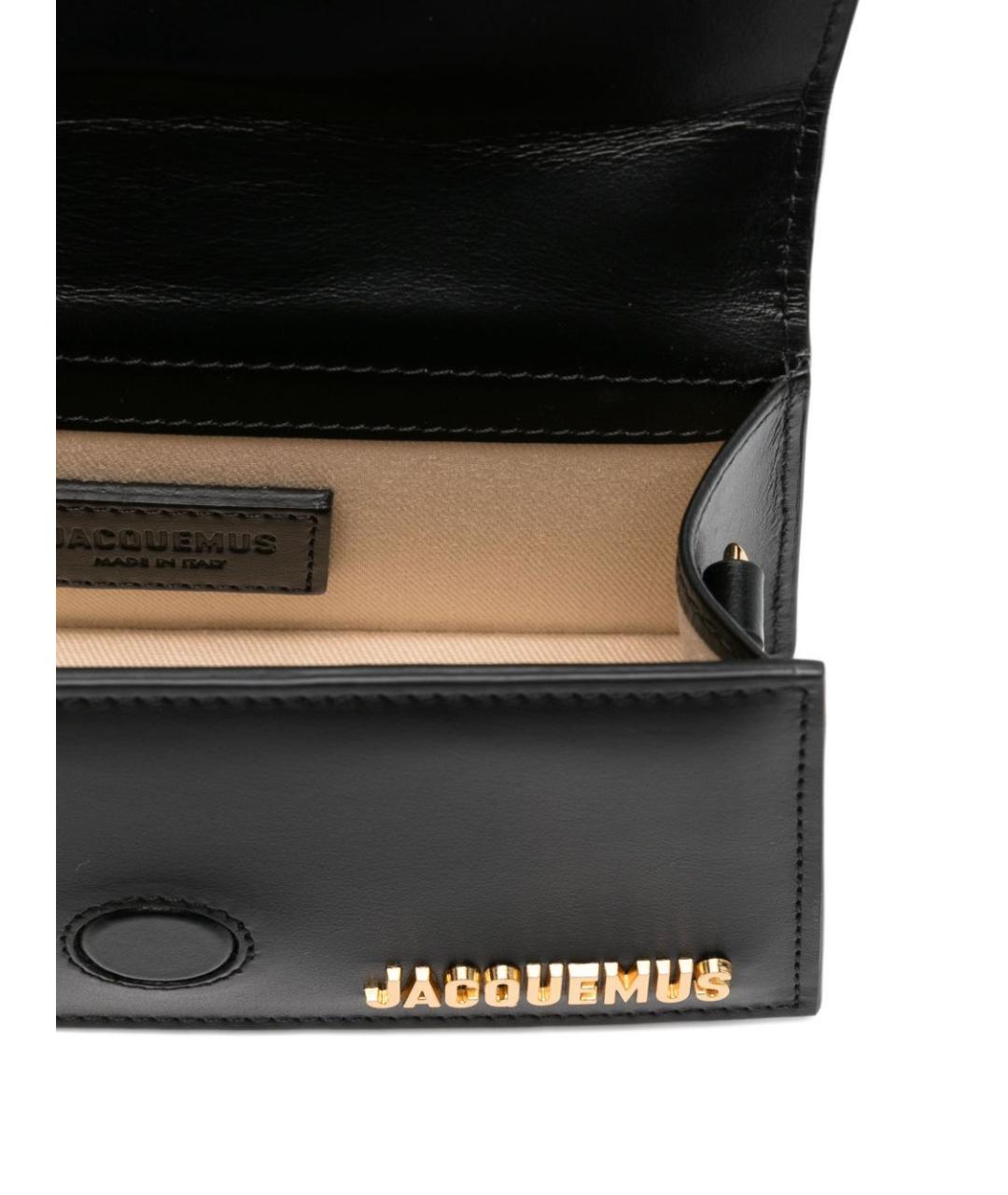 JACQUEMUS Черная кожаная сумка с короткими ручками, фото 5