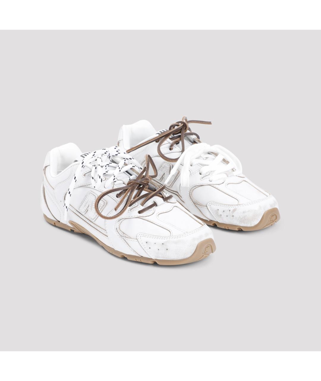 MIU MIU Белые кожаные кроссовки, фото 3