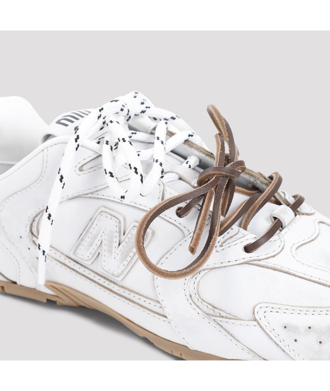 MIU MIU Белые кожаные кроссовки, фото 4