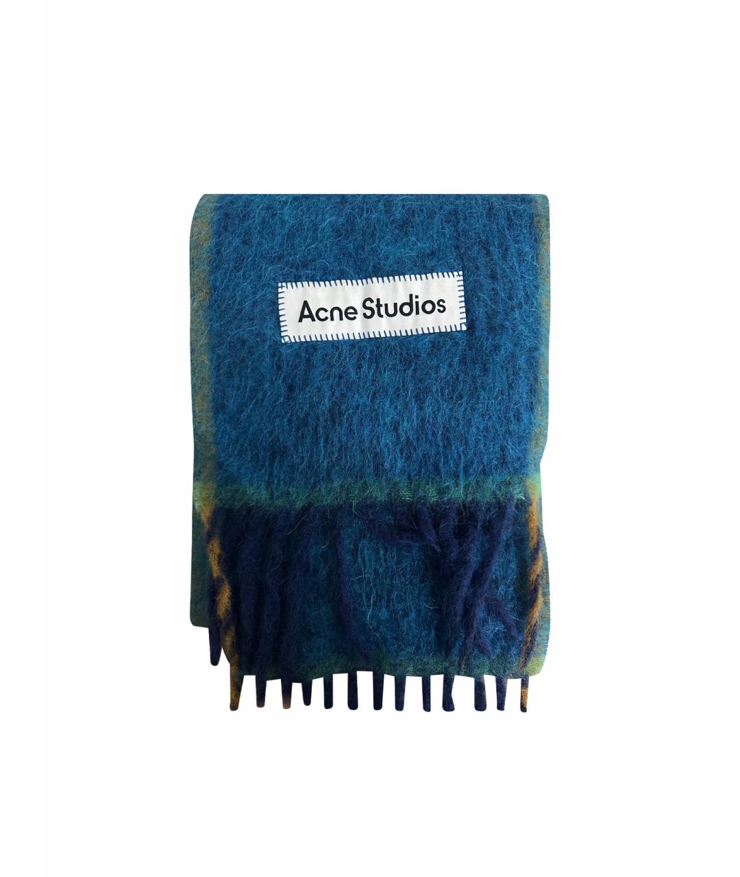 ACNE STUDIOS Бирюзовый шерстяной шарф, фото 1