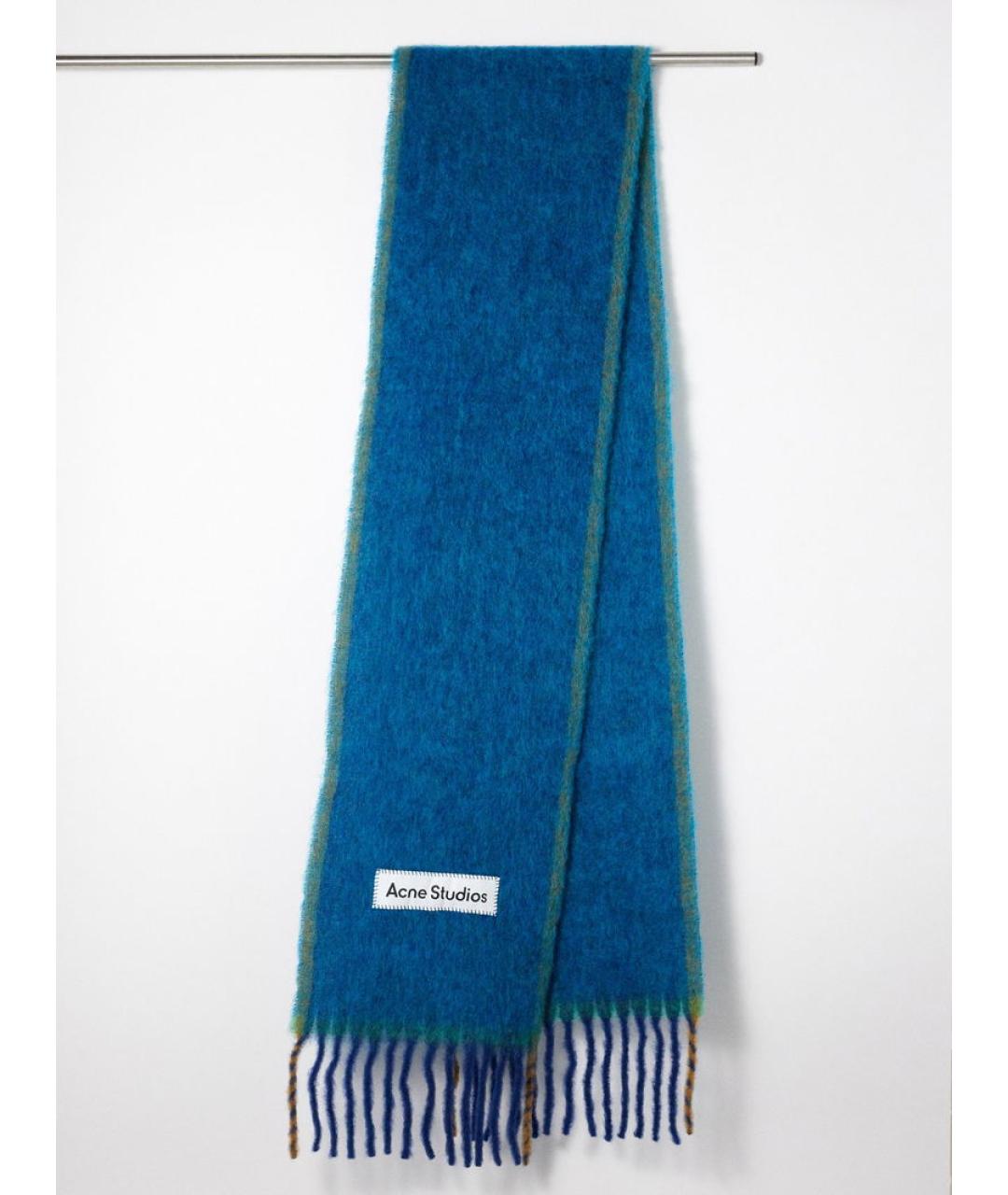 ACNE STUDIOS Бирюзовый шерстяной шарф, фото 2