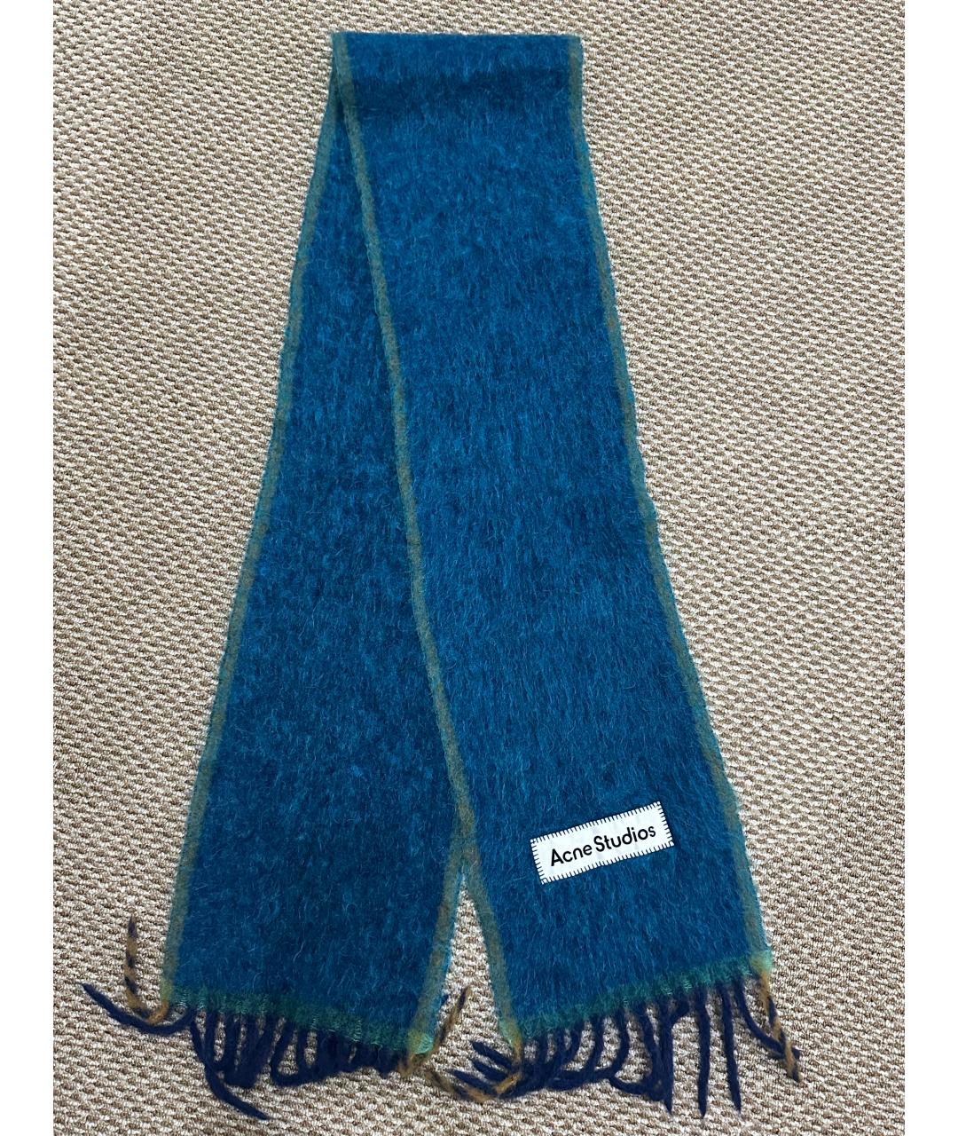 ACNE STUDIOS Бирюзовый шерстяной шарф, фото 2