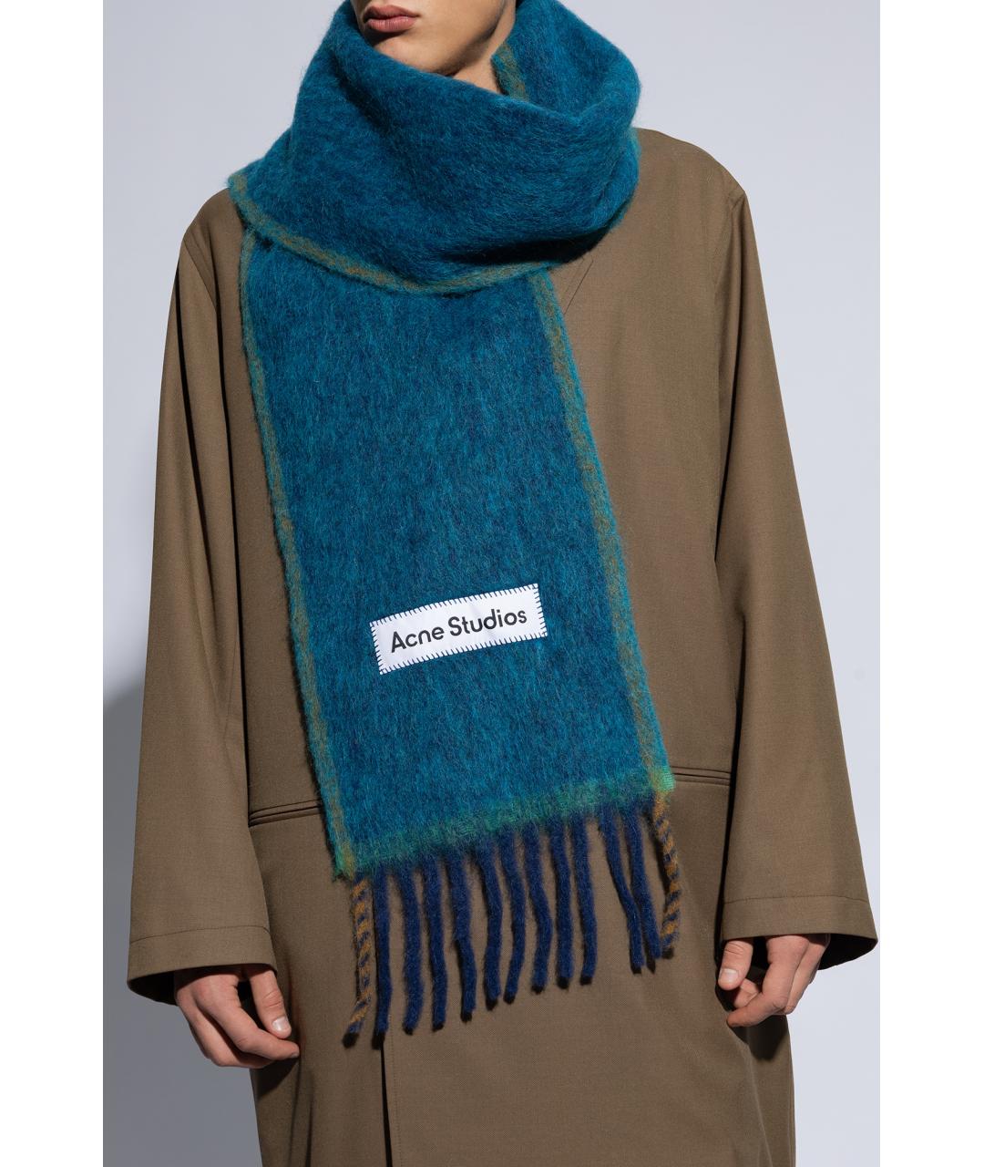 ACNE STUDIOS Бирюзовый шерстяной шарф, фото 3