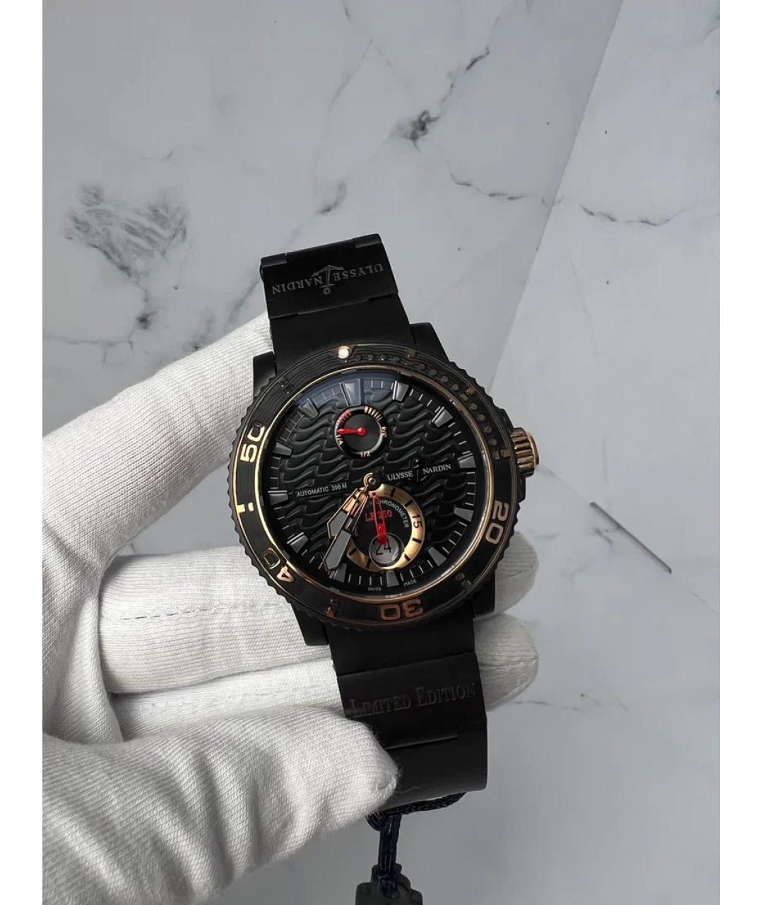 Ulysse Nardin Черные часы из желтого золота, фото 2