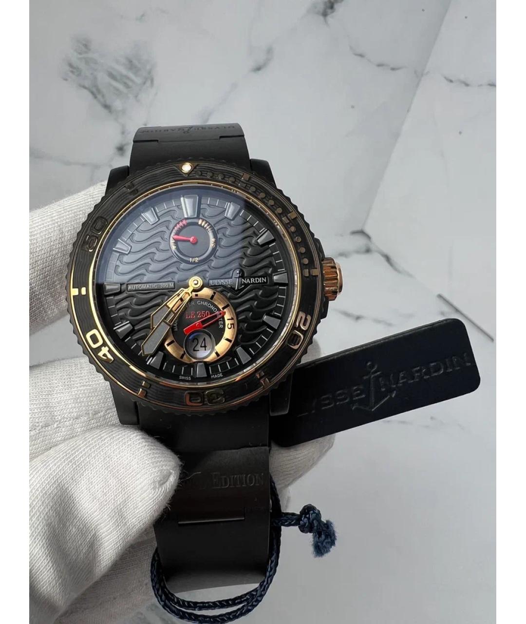 Ulysse Nardin Черные часы из желтого золота, фото 3