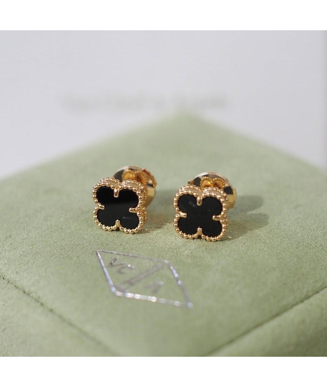 VAN CLEEF & ARPELS Черные серьги из желтого золота, фото 3
