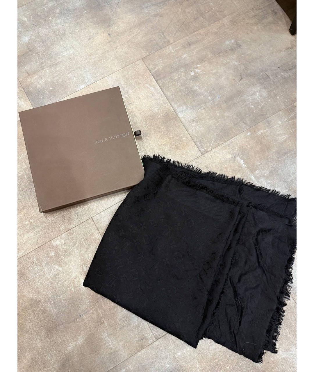 LOUIS VUITTON Черный шерстяной платок, фото 4