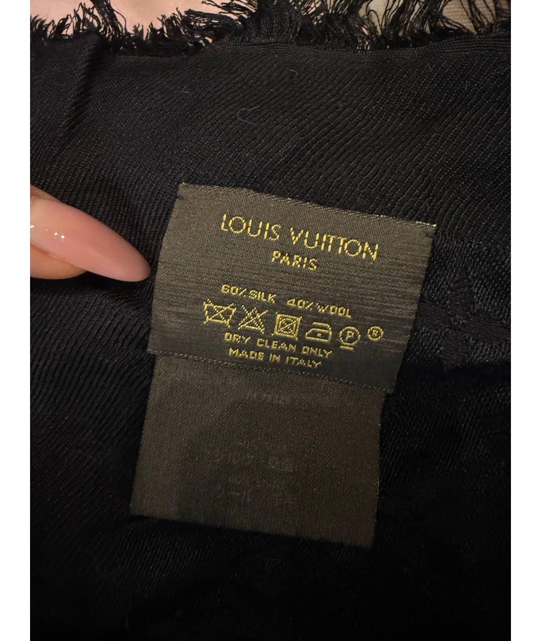 LOUIS VUITTON Черный шерстяной платок, фото 3