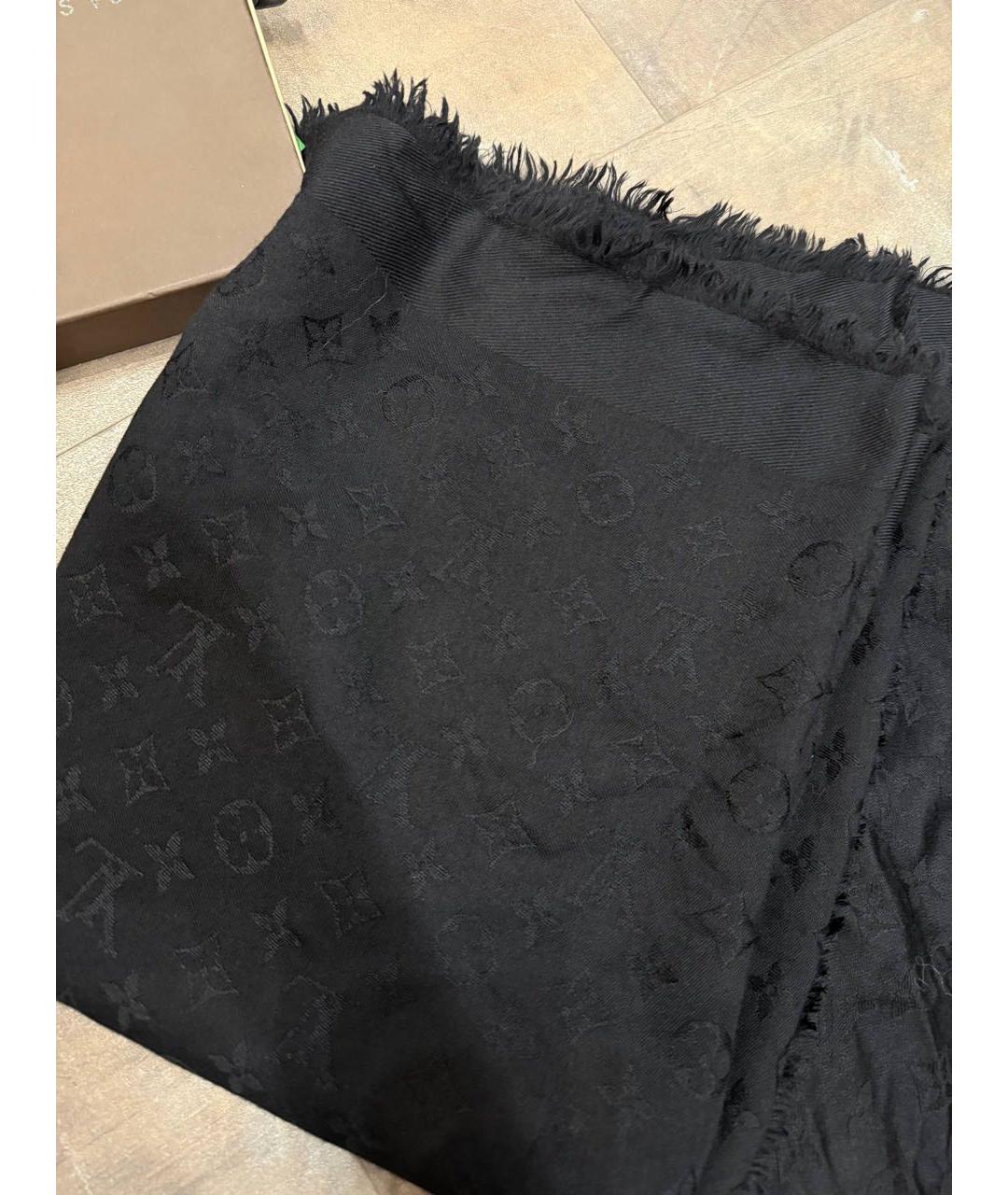 LOUIS VUITTON Черный шерстяной платок, фото 2