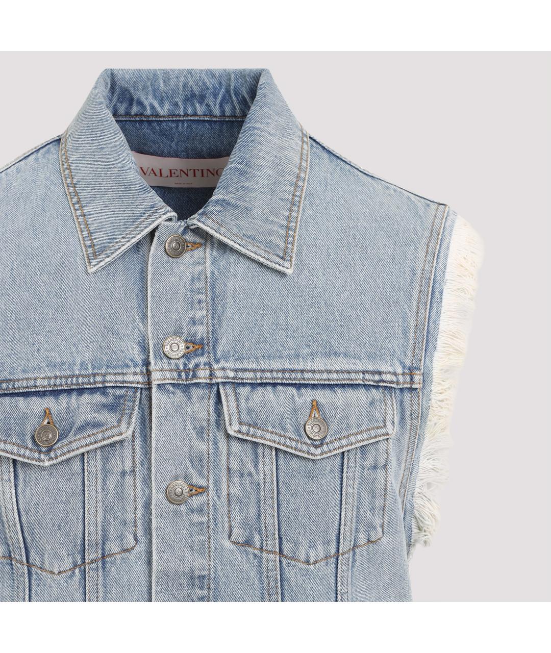 VALENTINO Голубой хлопковый жилет, фото 4