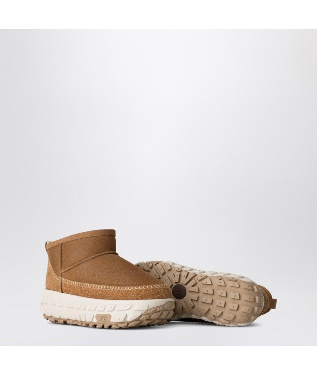 UGG AUSTRALIA Коричневые нубуковые низкие ботинки, фото 2
