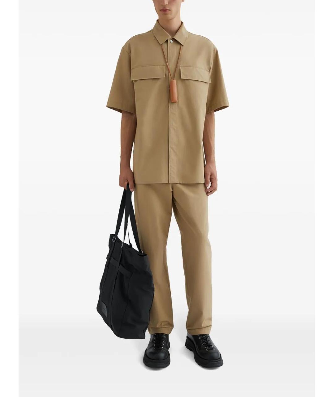 JIL SANDER Коричневые хлопковые повседневные брюки, фото 2