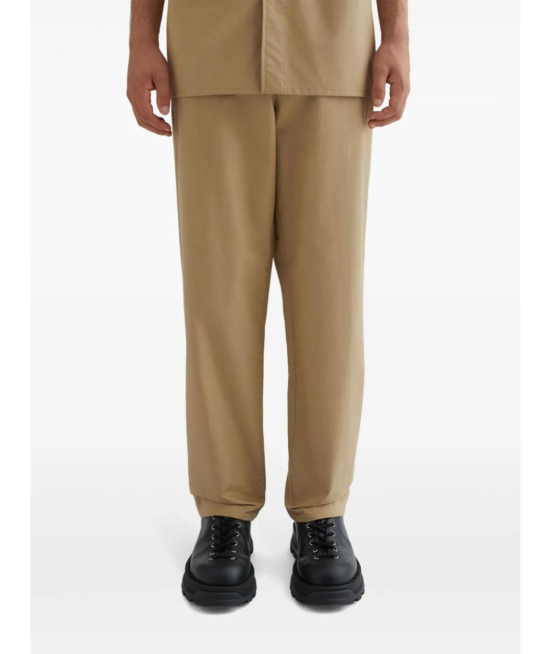 JIL SANDER Коричневые хлопковые повседневные брюки, фото 3