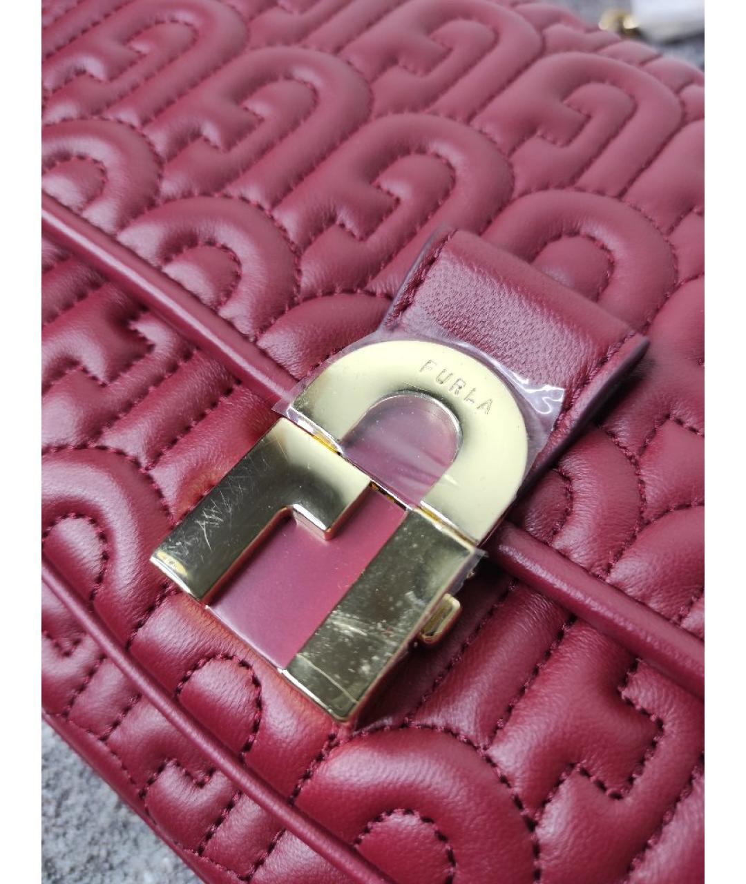 FURLA Бордовая кожаная сумка через плечо, фото 7