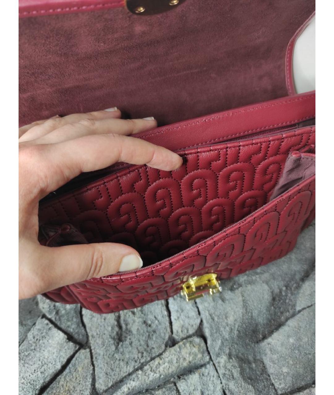 FURLA Бордовая кожаная сумка через плечо, фото 6