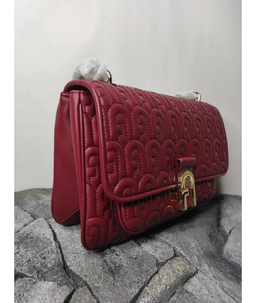 FURLA Бордовая кожаная сумка через плечо, фото 2