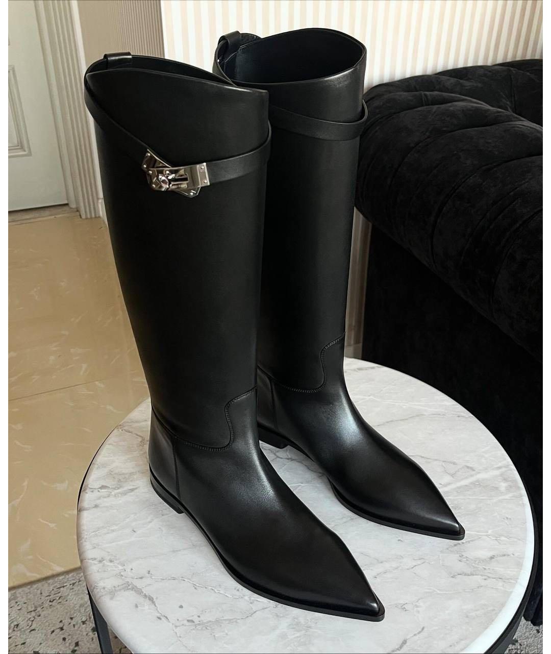 HERMES Черные кожаные сапоги, фото 2