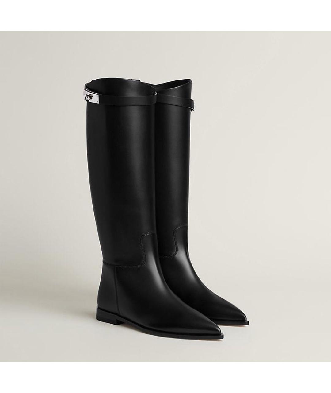 HERMES Черные кожаные сапоги, фото 3