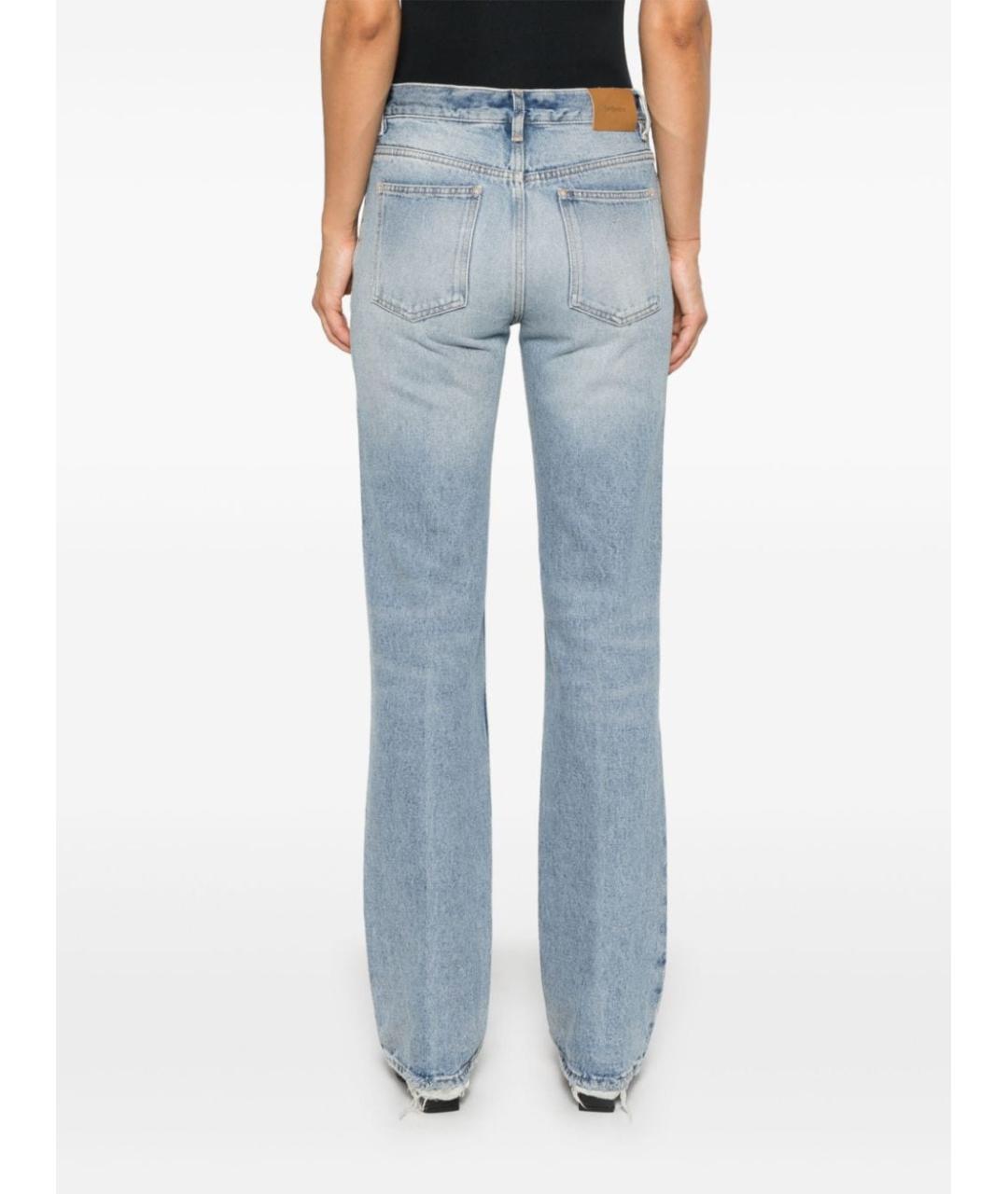 SAINT LAURENT Синие хлопковые прямые джинсы, фото 5