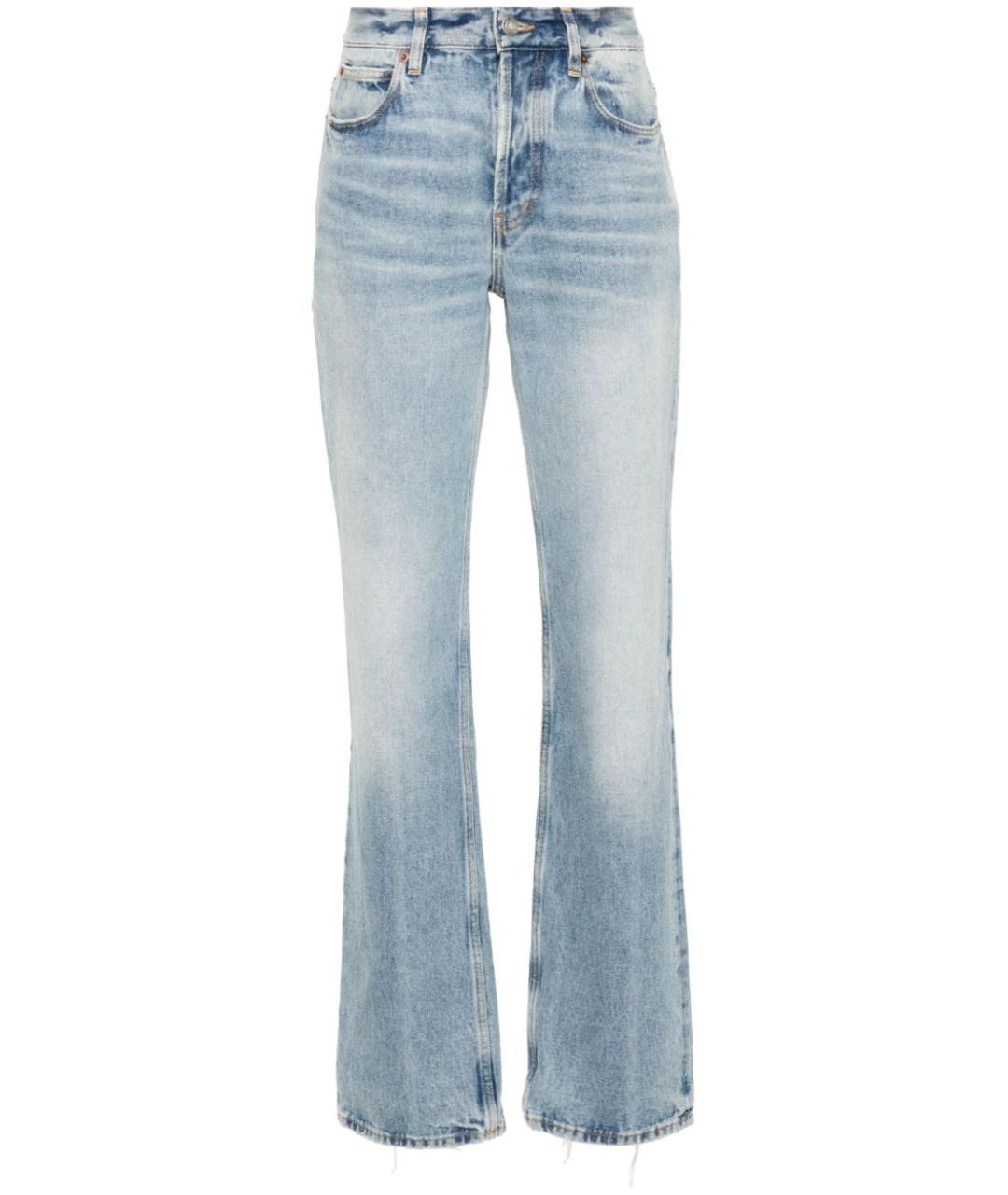 SAINT LAURENT Синие хлопковые прямые джинсы, фото 1