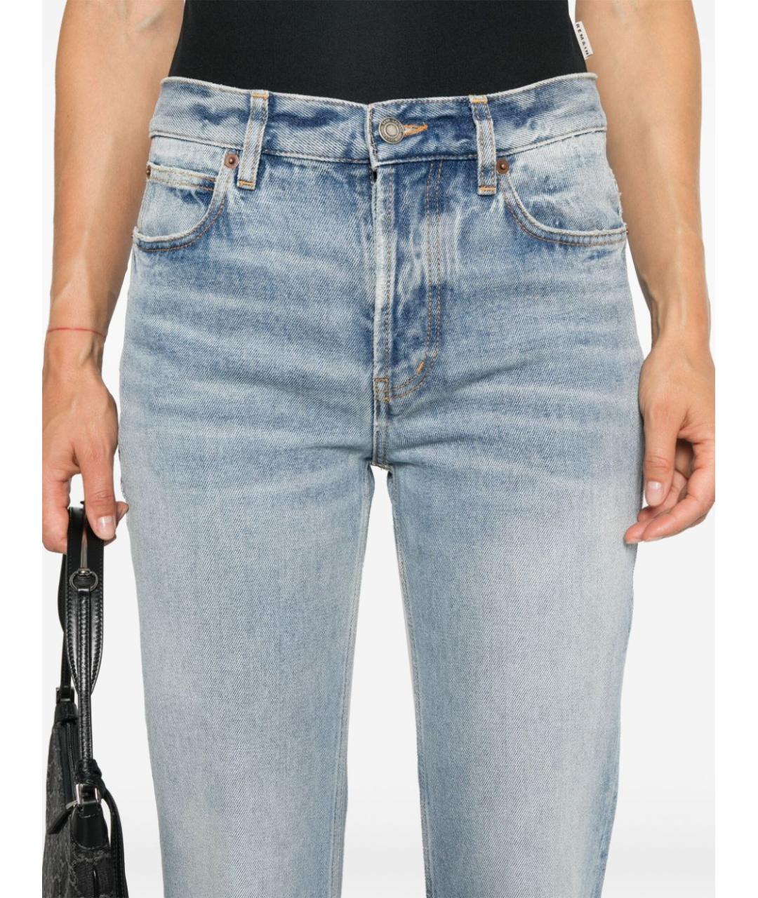SAINT LAURENT Синие хлопковые прямые джинсы, фото 2
