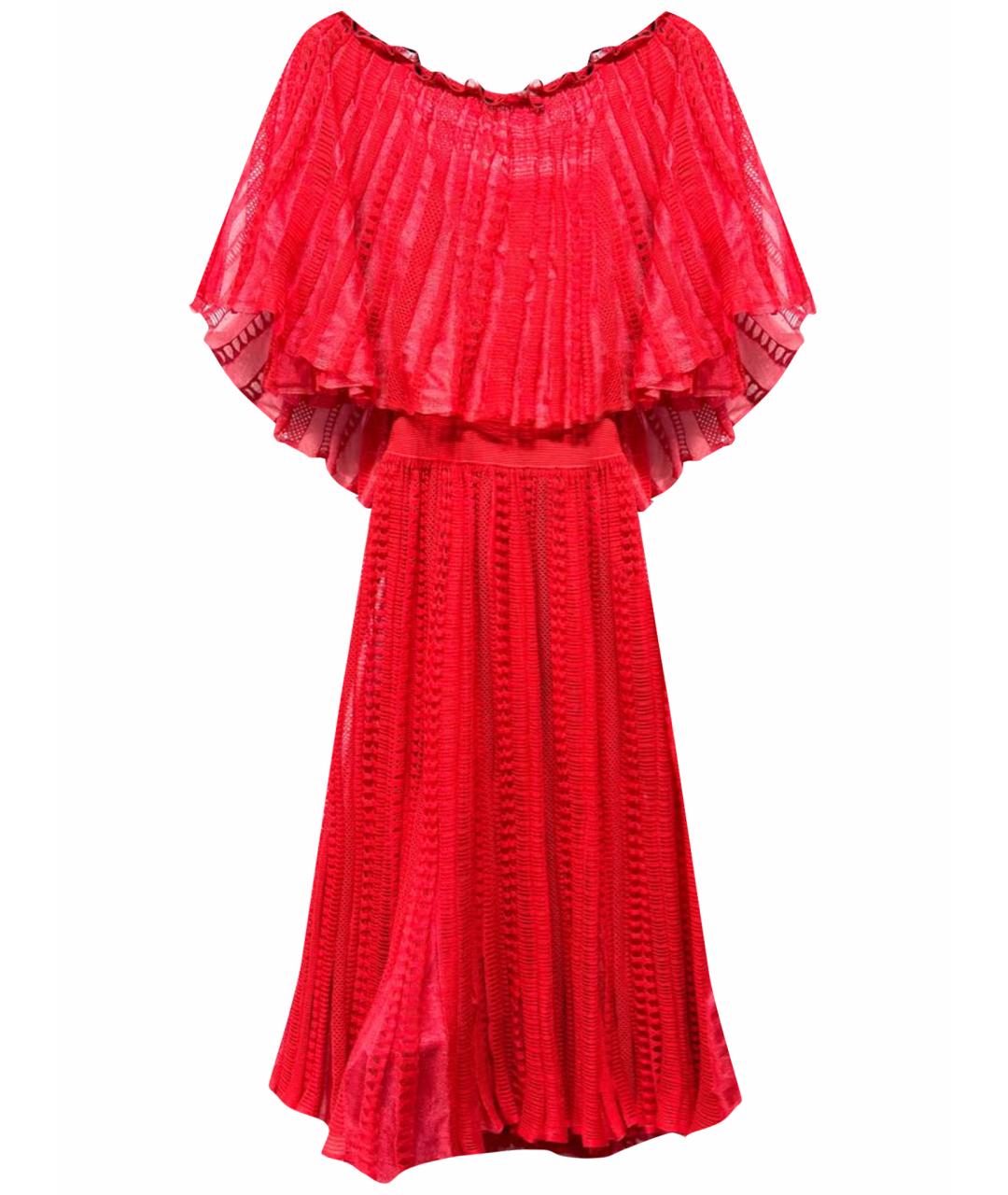 ALEXANDER MCQUEEN Красное шелковое коктейльное платье, фото 1