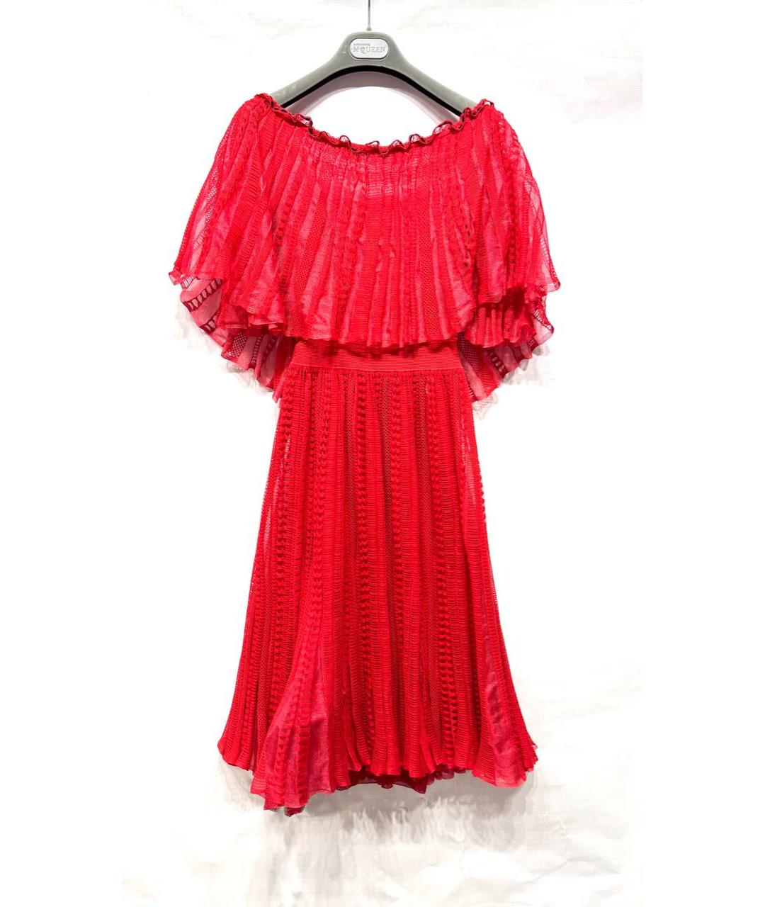 ALEXANDER MCQUEEN Красное шелковое коктейльное платье, фото 9