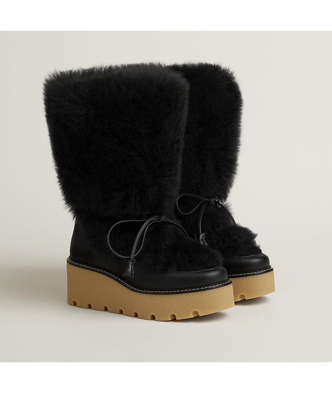 HERMES Черные кожаные ботинки, фото 2