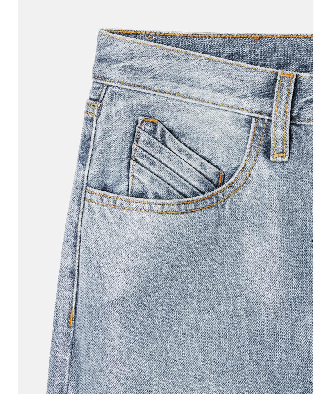 THE ATTICO Голубые хлопковые прямые джинсы, фото 2