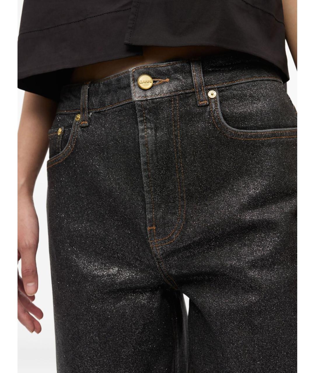 GANNI Черные хлопковые прямые джинсы, фото 6
