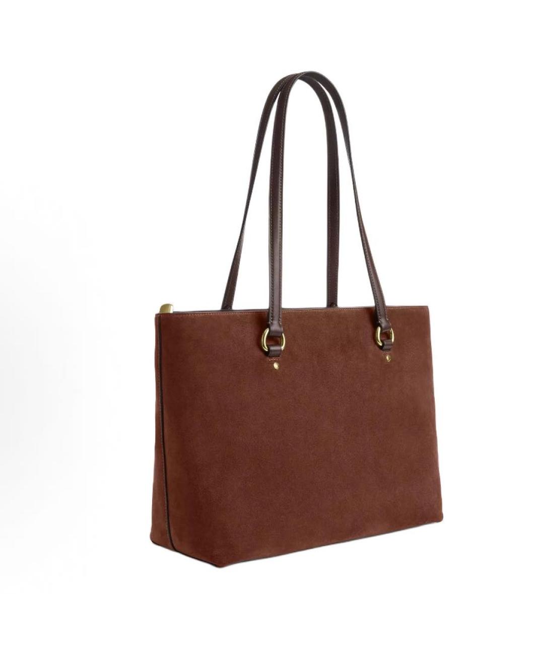 COACH Коричневая замшевая сумка тоут, фото 2