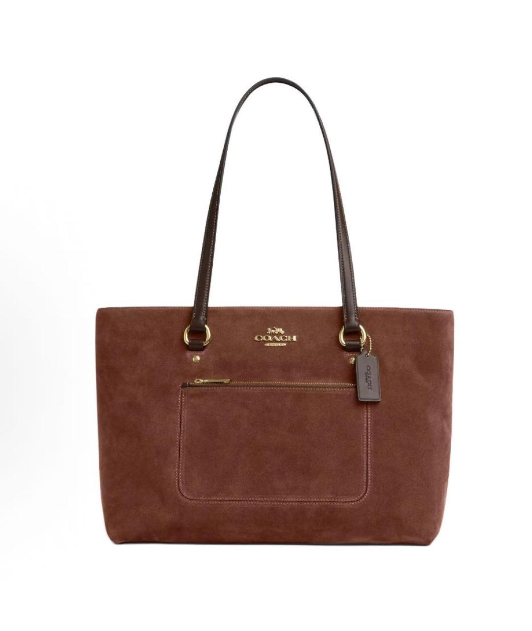 COACH Коричневая замшевая сумка тоут, фото 9
