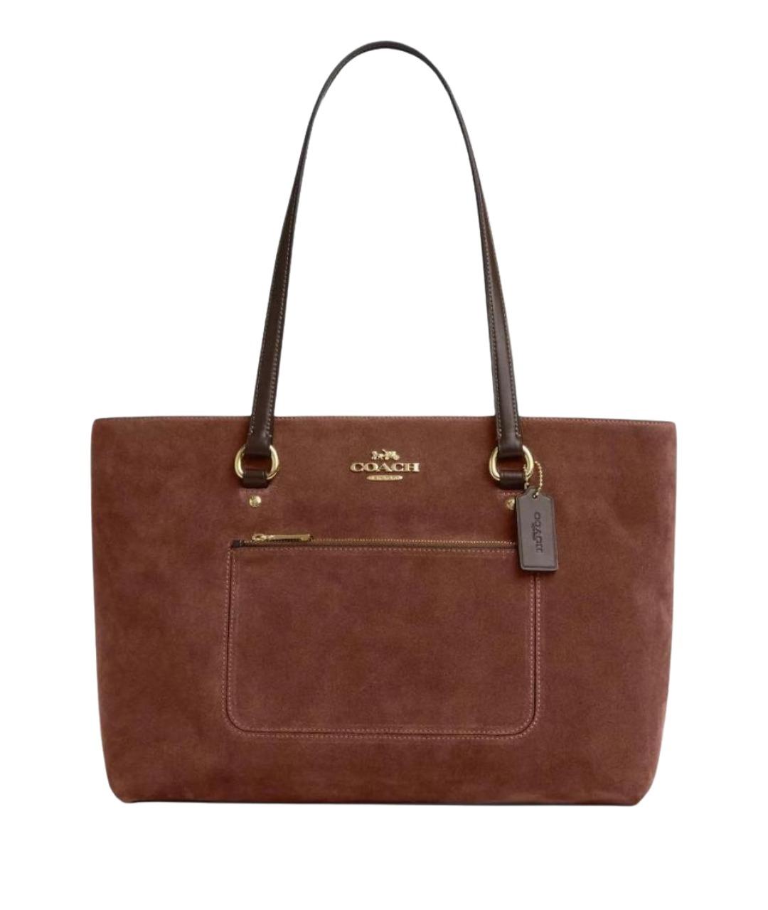 COACH Коричневая замшевая сумка тоут, фото 1