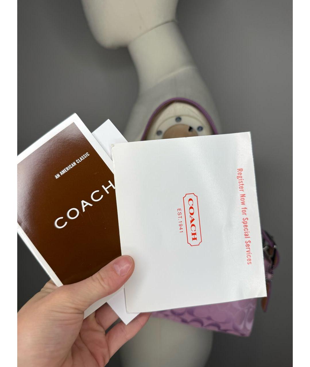 COACH Розовая сумка с короткими ручками, фото 4