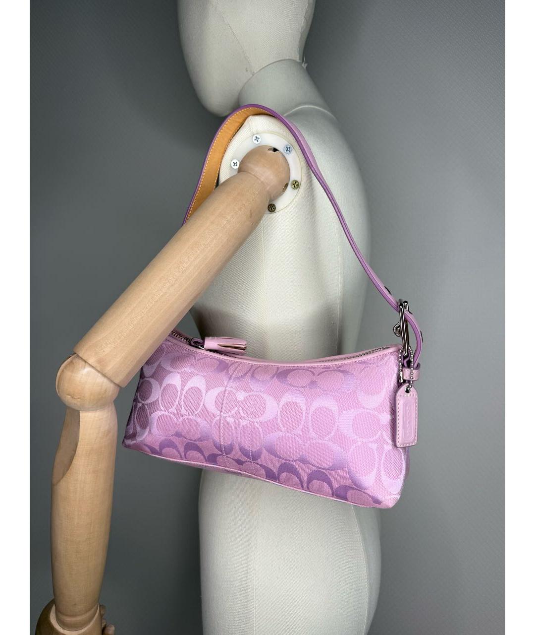 COACH Розовая сумка с короткими ручками, фото 7