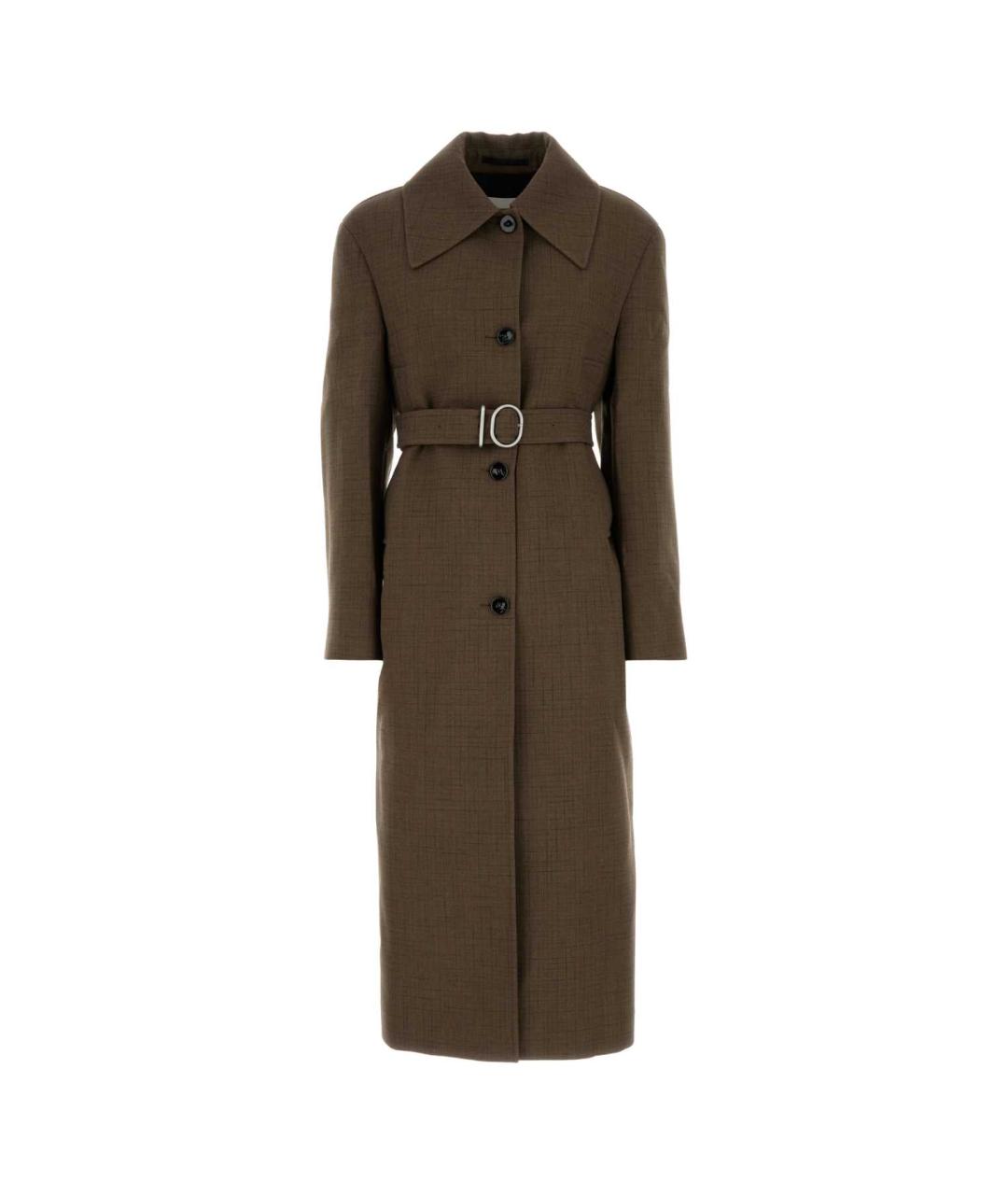 JIL SANDER Коричневое шерстяное пальто, фото 1