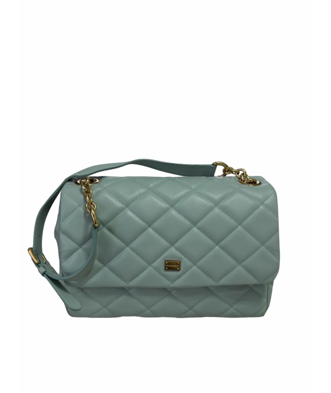 DOLCE&GABBANA Голубая кожаная сумка с короткими ручками, фото 1