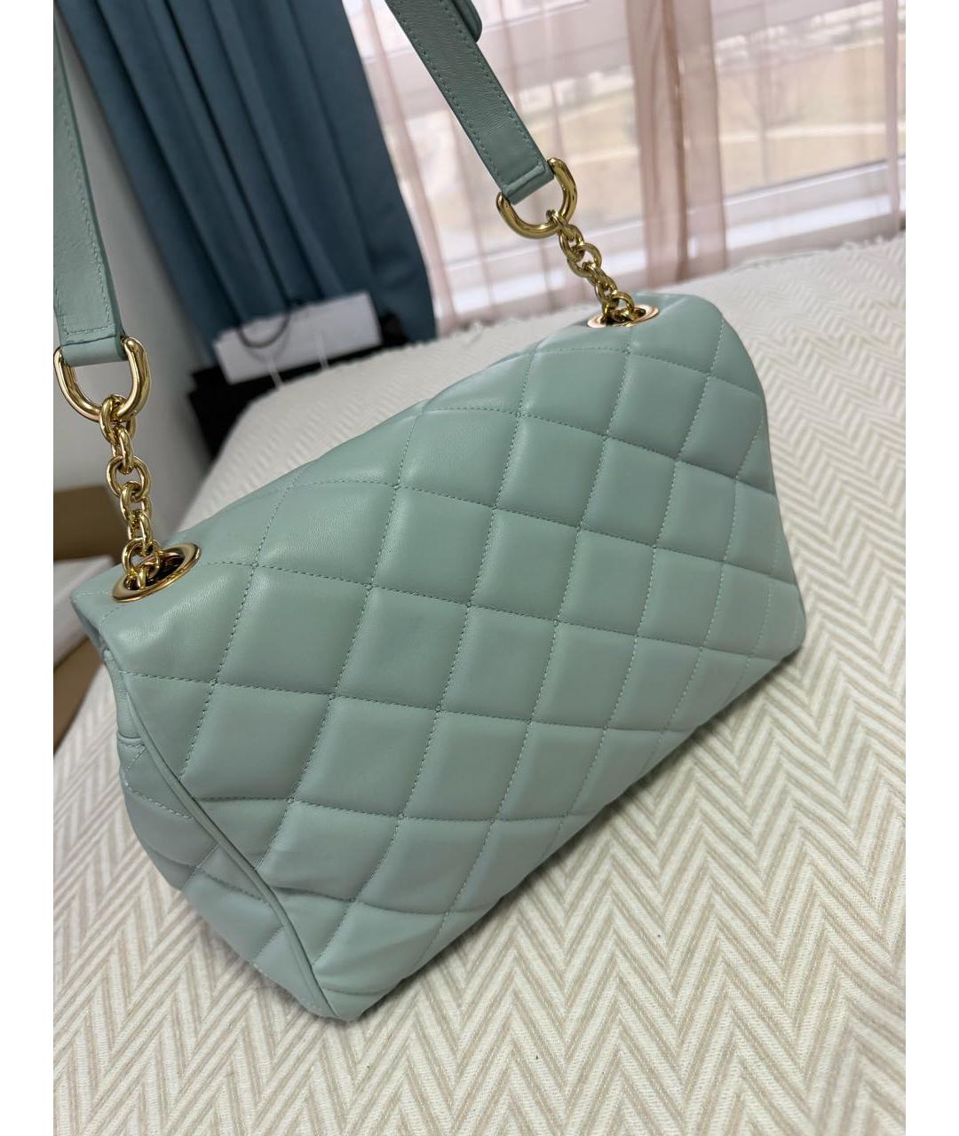 DOLCE&GABBANA Голубая кожаная сумка с короткими ручками, фото 3