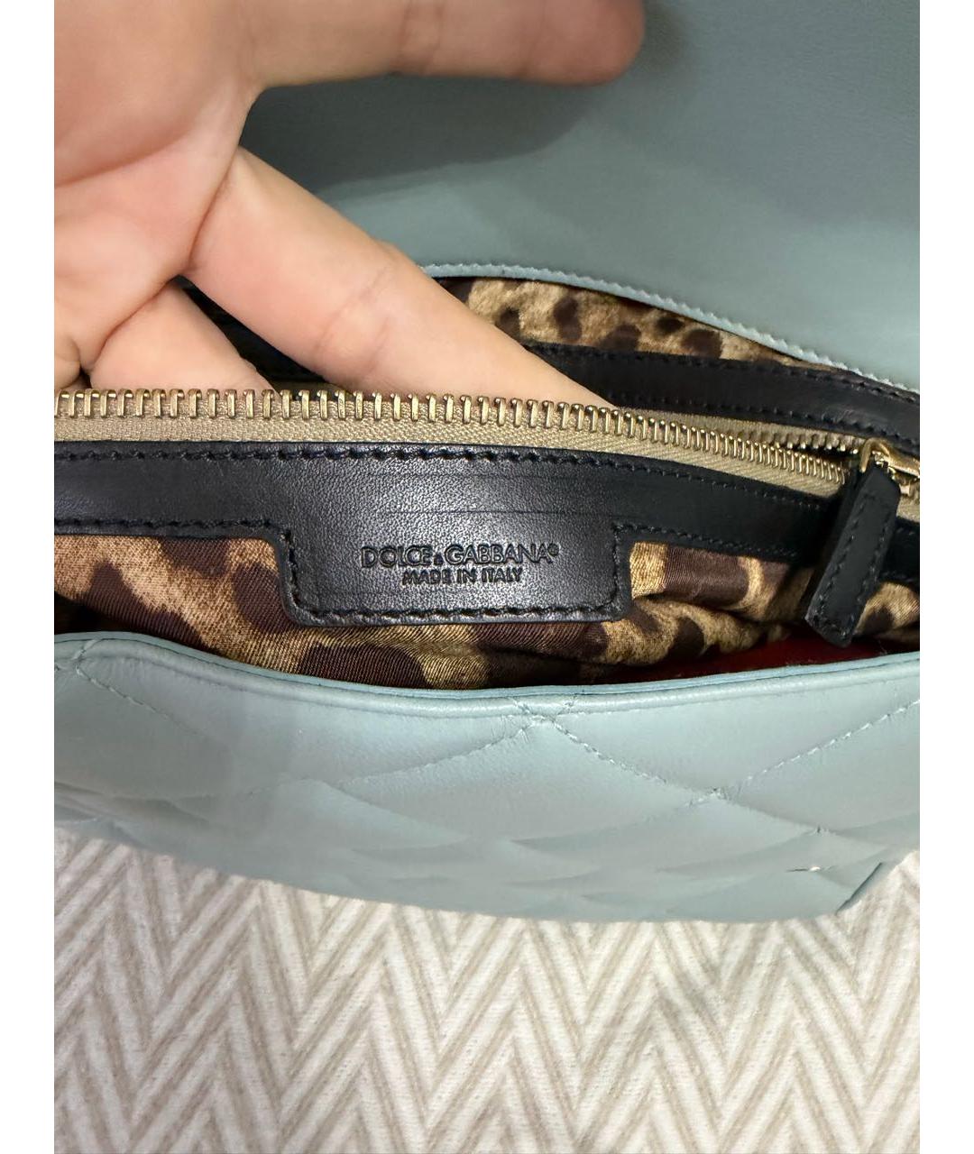 DOLCE&GABBANA Голубая кожаная сумка с короткими ручками, фото 5