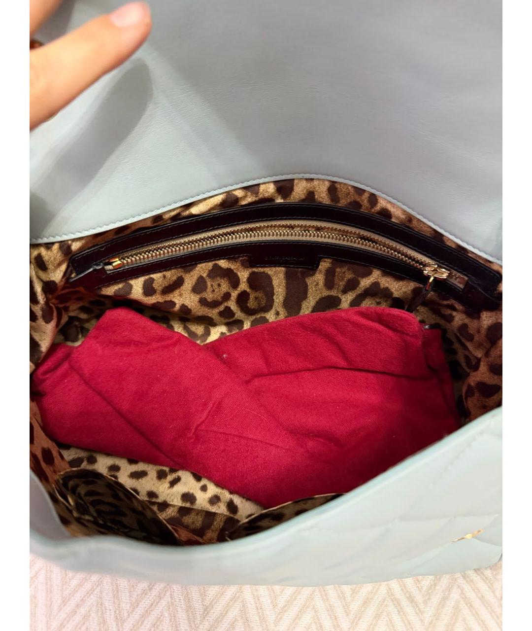 DOLCE&GABBANA Голубая кожаная сумка с короткими ручками, фото 4