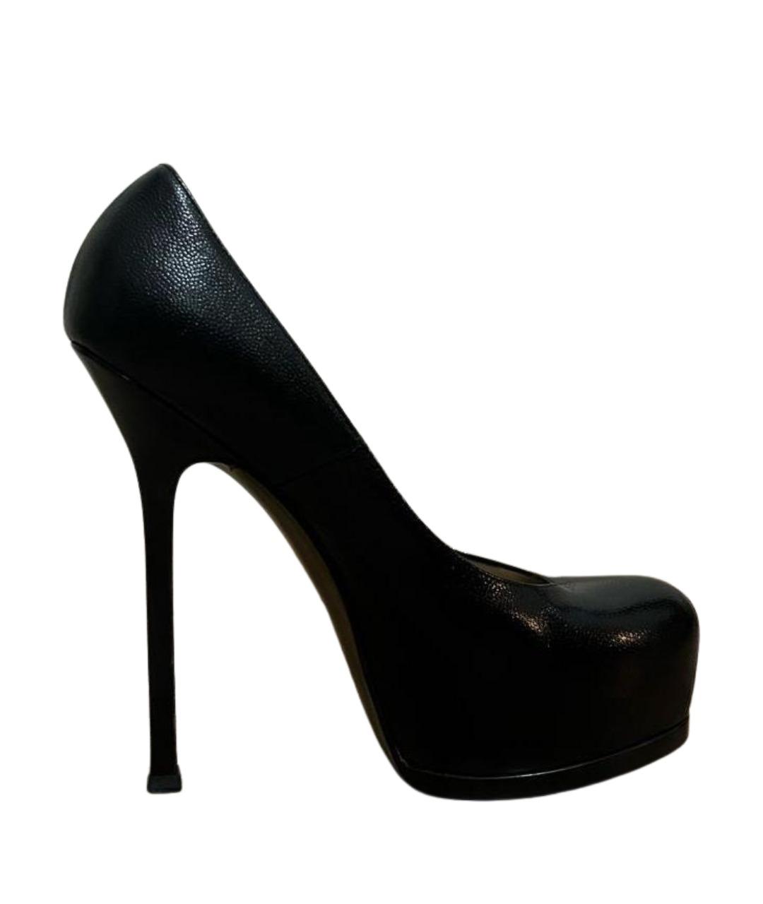 SAINT LAURENT Черные кожаные туфли, фото 1