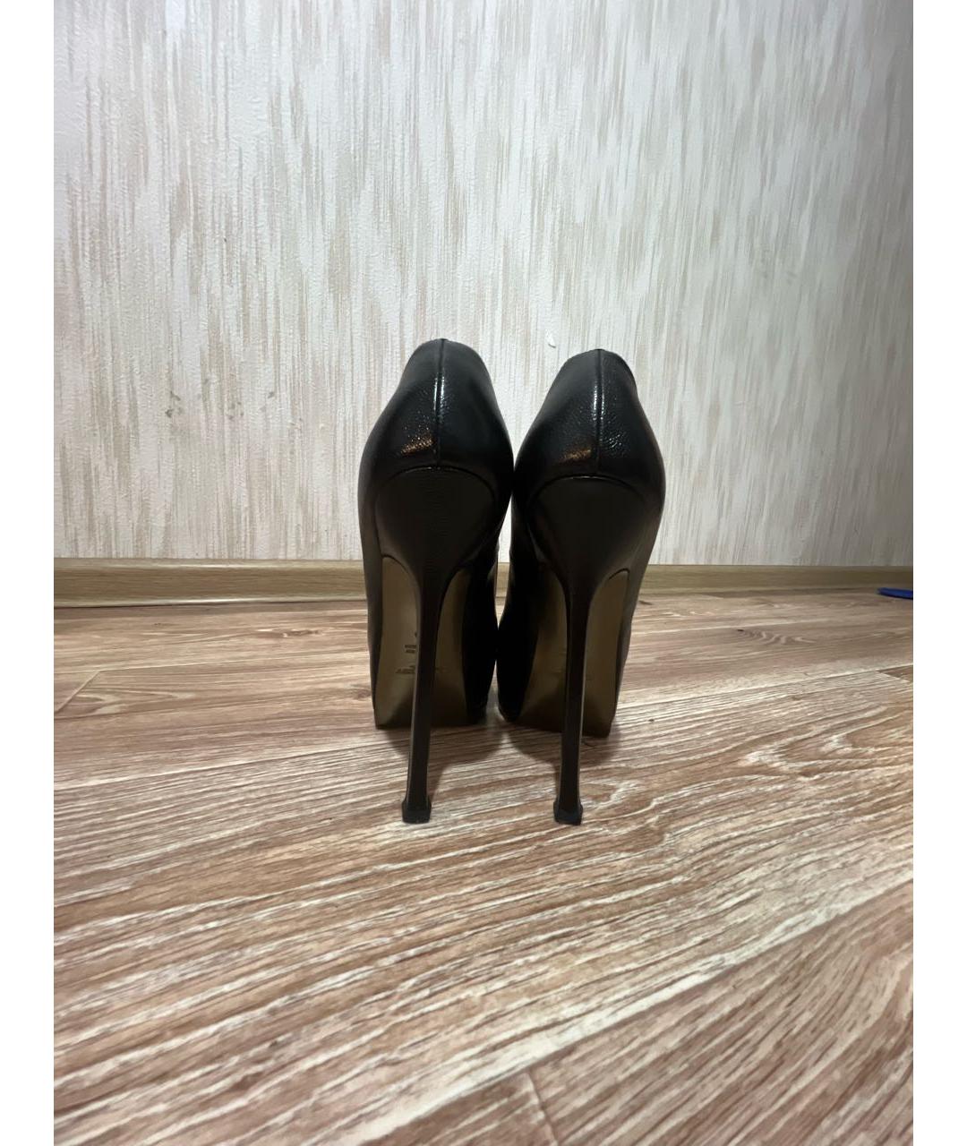 SAINT LAURENT Черные кожаные туфли, фото 4