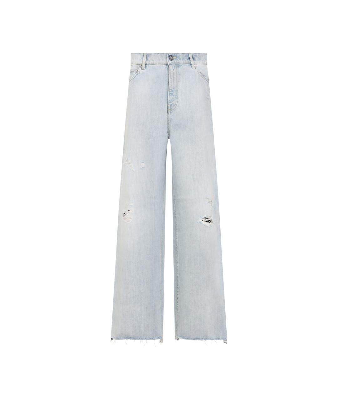 GOLDEN GOOSE DELUXE BRAND Голубые хлопковые прямые джинсы, фото 1